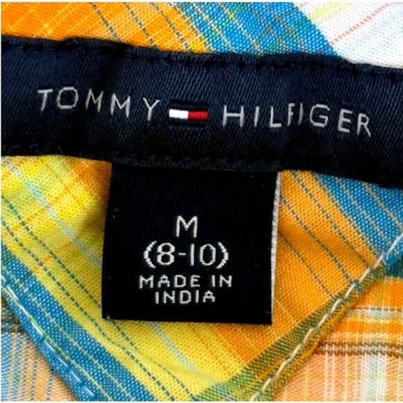 Boys Youth TOMMY HILFIGER L/S Yellow-Blue Plaid Button Down Dress Shirt-M (8-10) - Picture 3 of 6
